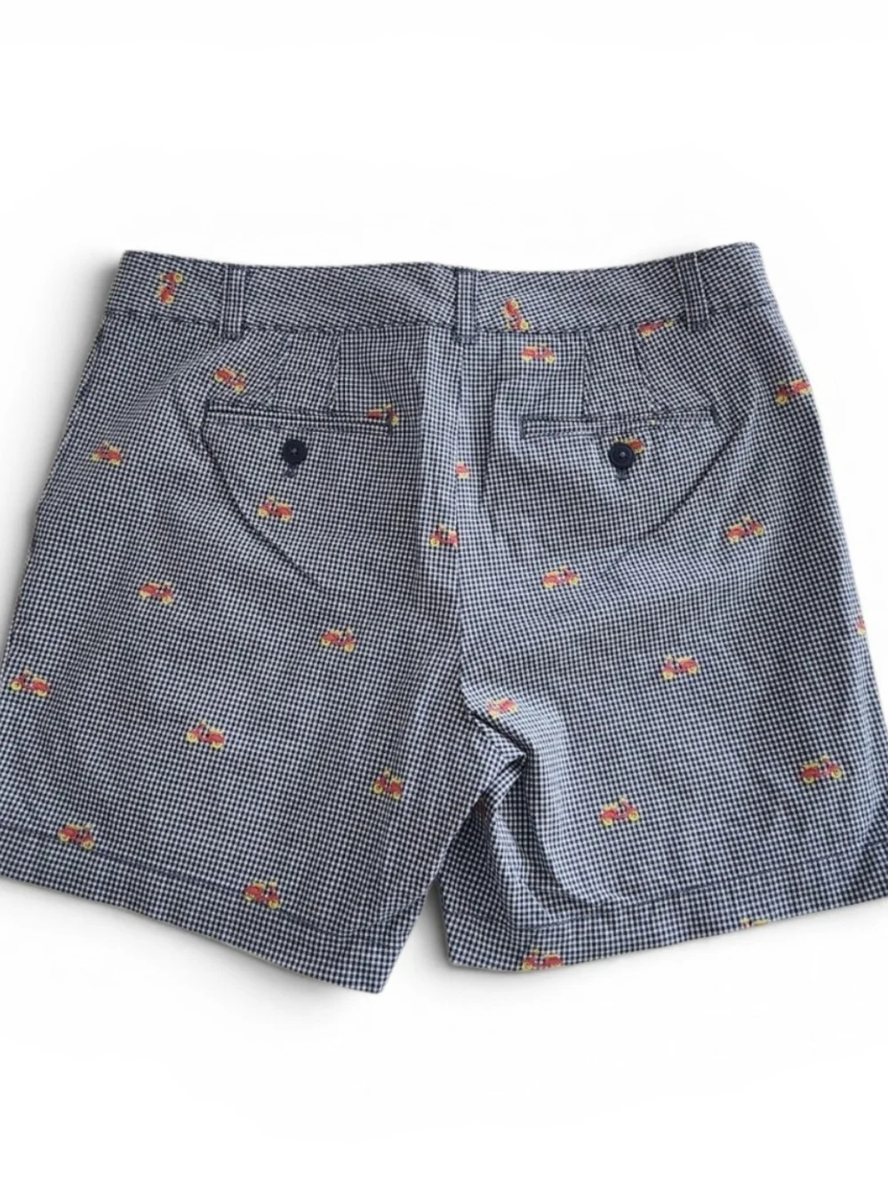 Talbots The Weekend Chino Shorts Navy Check With Applique Size 8P